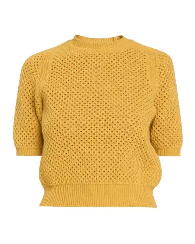 Ulla Johnson Imara Open-Knit Short-Sleeve Merino Wool Sweater | Thumbnail 1 Ulla Johnson Imara Open-Knit Short-Sleeve Merino Wool Sweater | Thumbnail 1