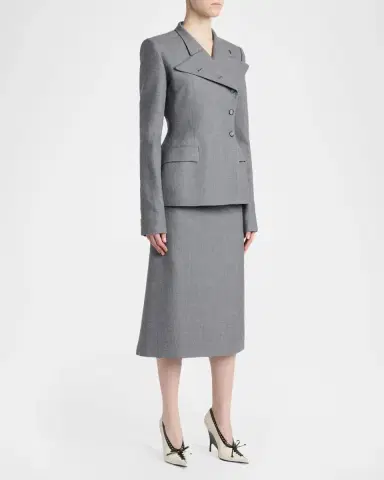 Alexander McQueen Cross Lapel Structured Wool Jacket | Thumbnail 2 Alexander McQueen Cross Lapel Structured Wool Jacket | Thumbnail 2