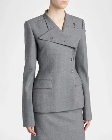 Alexander McQueen Cross Lapel Structured Wool Jacket | Thumbnail 4 Alexander McQueen Cross Lapel Structured Wool Jacket | Thumbnail 4