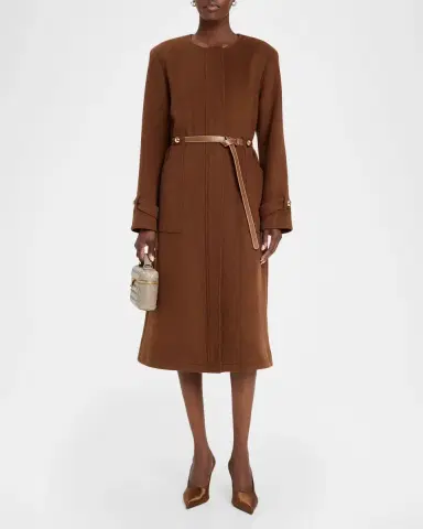 Milly Orly Belted Wool-Blend Coat | Thumbnail 2 Milly Orly Belted Wool-Blend Coat | Thumbnail 2