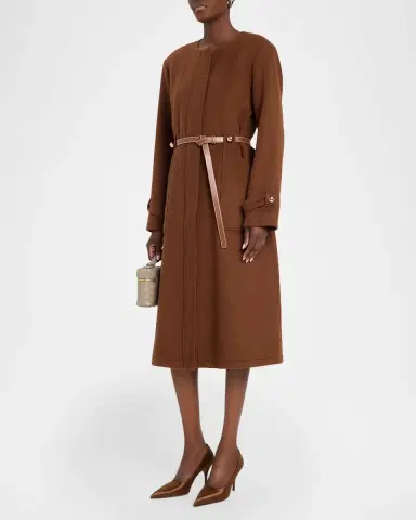 Milly Orly Belted Wool-Blend Coat | Thumbnail 4 Milly Orly Belted Wool-Blend Coat | Thumbnail 4