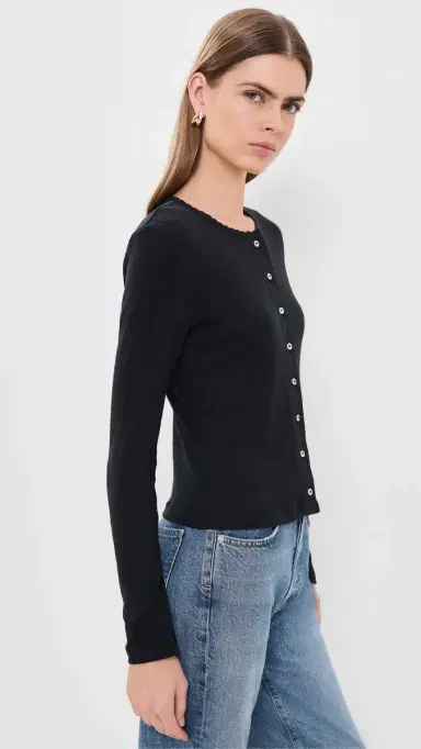 LESET Pointelle Classic Cardigan | Thumbnail 4 LESET Pointelle Classic Cardigan | Thumbnail 4