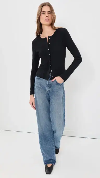 LESET Pointelle Classic Cardigan | Thumbnail 5 LESET Pointelle Classic Cardigan | Thumbnail 5
