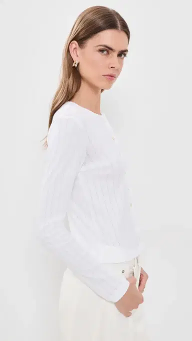 LESET Pointelle Classic Cardigan | Thumbnail 4 LESET Pointelle Classic Cardigan | Thumbnail 4