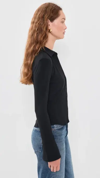 Alice + Olivia Freya Fitted Nipped Waist Button Down Top | Thumbnail 4 Alice + Olivia Freya Fitted Nipped Waist Button Down Top | Thumbnail 4