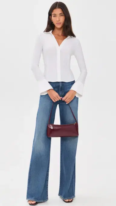 Alice + Olivia Freya Fitted Nipped Waist Button Down Top | Thumbnail 5 Alice + Olivia Freya Fitted Nipped Waist Button Down Top | Thumbnail 5