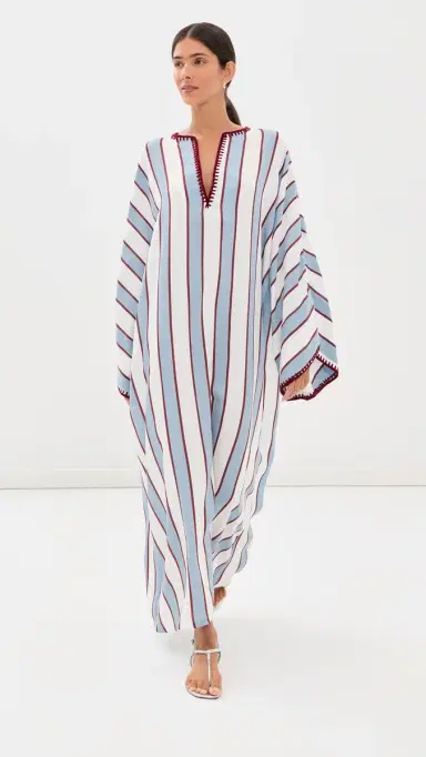 La Vie Style House Deep V Neck Maxi Caftan | Thumbnail 2 La Vie Style House Deep V Neck Maxi Caftan | Thumbnail 2