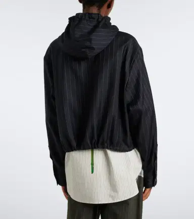 Acne Studios Pinstripe hooded wool jacket | Thumbnail 4 Acne Studios Pinstripe hooded wool jacket | Thumbnail 4