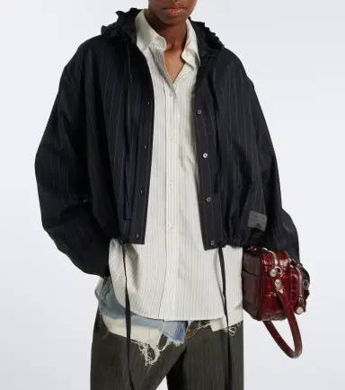 Acne Studios Pinstripe hooded wool jacket | Thumbnail 6 Acne Studios Pinstripe hooded wool jacket | Thumbnail 6