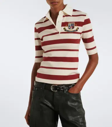 Acne Studios Striped cotton-blend jersey polo shirt | Thumbnail 2 Acne Studios Striped cotton-blend jersey polo shirt | Thumbnail 2