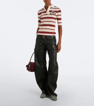Acne Studios Striped cotton-blend jersey polo shirt | Thumbnail 5 Acne Studios Striped cotton-blend jersey polo shirt | Thumbnail 5