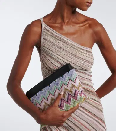 Missoni Zigzag leather-trimmed lamé pouch | Thumbnail 4 Missoni Zigzag leather-trimmed lamé pouch | Thumbnail 4
