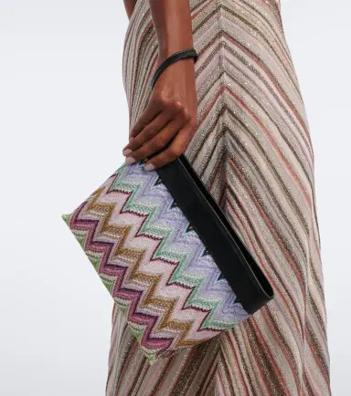 Missoni Zigzag leather-trimmed lamé pouch | Thumbnail 6 Missoni Zigzag leather-trimmed lamé pouch | Thumbnail 6