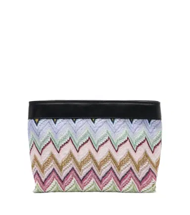 Missoni Zigzag leather-trimmed lamé pouch | Thumbnail 1 Missoni Zigzag leather-trimmed lamé pouch | Thumbnail 1