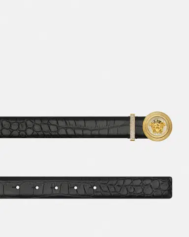 Versace Medusa Biggie Embellished Croc-Effect Belt 3 cm | Thumbnail 2 Versace Medusa Biggie Embellished Croc-Effect Belt 3 cm | Thumbnail 2