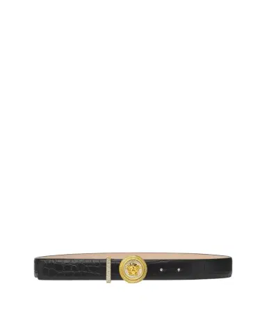 Versace Medusa Biggie Embellished Croc-Effect Belt 3 cm | Thumbnail 1 Versace Medusa Biggie Embellished Croc-Effect Belt 3 cm | Thumbnail 1