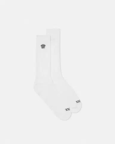 Versace Embroidered Ribbed Cotton Socks | Thumbnail 1 Versace Embroidered Ribbed Cotton Socks | Thumbnail 1