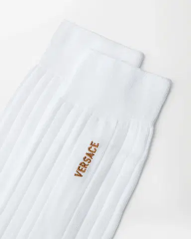 Versace Embroidered Cotton Ribbed Socks | Thumbnail 2 Versace Embroidered Cotton Ribbed Socks | Thumbnail 2