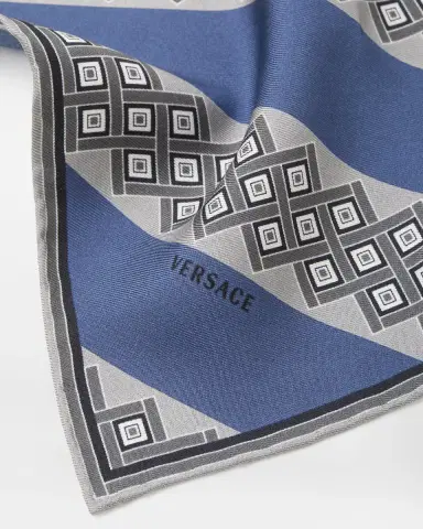 Versace Printed Silk Twill Pocket Square | Thumbnail 2 Versace Printed Silk Twill Pocket Square | Thumbnail 2