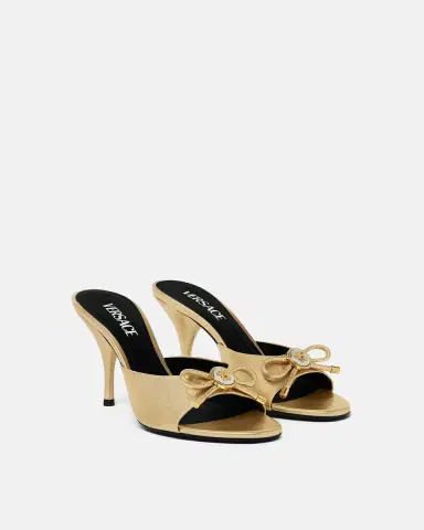 Versace Opera Bow Metallic Mules 85mm | Thumbnail 2 Versace Opera Bow Metallic Mules 85mm | Thumbnail 2