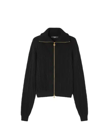 Versace Embroidered Wool Knit Zip Sweater | Thumbnail 1 Versace Embroidered Wool Knit Zip Sweater | Thumbnail 1