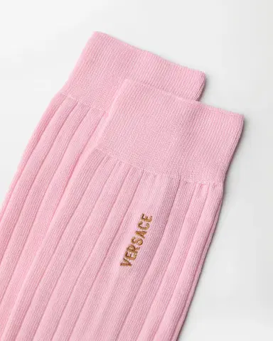 Versace Embroidered Cotton Ribbed Socks | Thumbnail 2 Versace Embroidered Cotton Ribbed Socks | Thumbnail 2