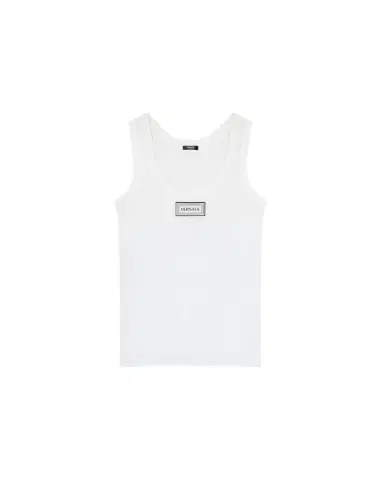 Versace Ribbed Stretch Cotton Tank Top | Thumbnail 1 Versace Ribbed Stretch Cotton Tank Top | Thumbnail 1