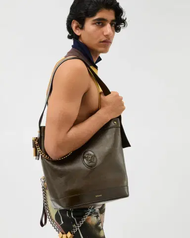 Versace Pivot Large Leather Bucket Bag | Thumbnail 2 Versace Pivot Large Leather Bucket Bag | Thumbnail 2