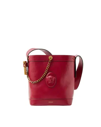 Versace Pivot Small Leather Bucket Bag | Thumbnail 1 Versace Pivot Small Leather Bucket Bag | Thumbnail 1