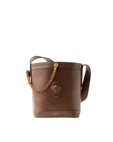 Versace Pivot Small Leather Bucket Bag | Thumbnail 1 Versace Pivot Small Leather Bucket Bag | Thumbnail 1