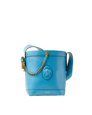 Versace Pivot Small Leather Bucket Bag | Thumbnail 1 Versace Pivot Small Leather Bucket Bag | Thumbnail 1