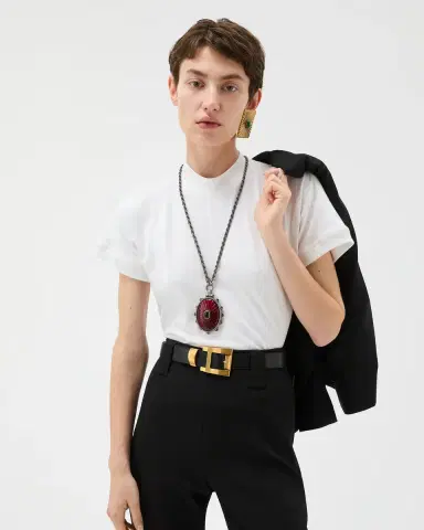 Versace Embroidered Stretch Cotton-Jersey T-Shirt | Thumbnail 2 Versace Embroidered Stretch Cotton-Jersey T-Shirt | Thumbnail 2