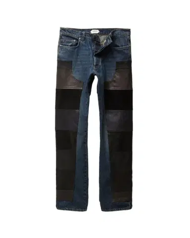 Versace Leather Patchwork Straight Jeans | Thumbnail 1 Versace Leather Patchwork Straight Jeans | Thumbnail 1