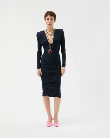 Versace Draped Silk Crêpe Jersey Midi Dress | Thumbnail 2 Versace Draped Silk Crêpe Jersey Midi Dress | Thumbnail 2