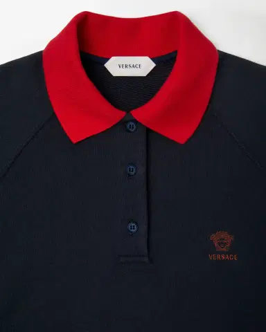 Versace Embroidered Cotton-Jersey Polo Sweatshirt | Thumbnail 2 Versace Embroidered Cotton-Jersey Polo Sweatshirt | Thumbnail 2