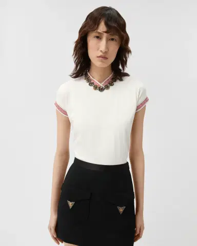 Versace Jacquard Stretch Cotton-Jersey T-Shirt | Thumbnail 2 Versace Jacquard Stretch Cotton-Jersey T-Shirt | Thumbnail 2
