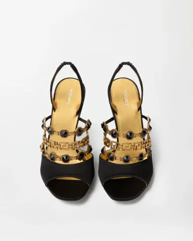 Versace Gemma Satin Sandals 90 mm | Thumbnail 2 Versace Gemma Satin Sandals 90 mm | Thumbnail 2