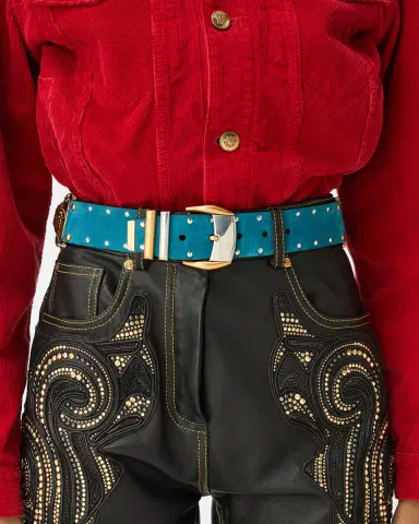 Versace Studded Suede Belt 4 cm | Thumbnail 2 Versace Studded Suede Belt 4 cm | Thumbnail 2