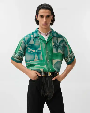 Versace Printed Crêpe De Chine Silk Shirt | Thumbnail 2 Versace Printed Crêpe De Chine Silk Shirt | Thumbnail 2