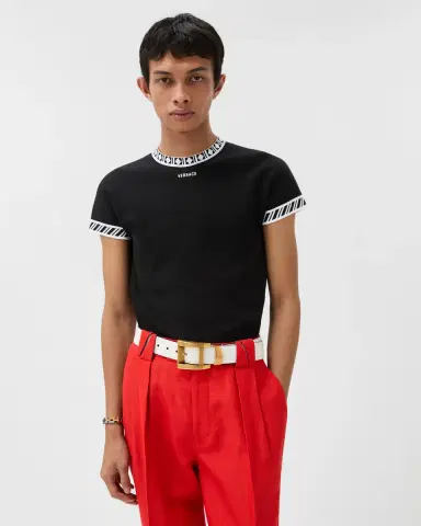 Versace Cotton Knit T-Shirt | Thumbnail 2 Versace Cotton Knit T-Shirt | Thumbnail 2