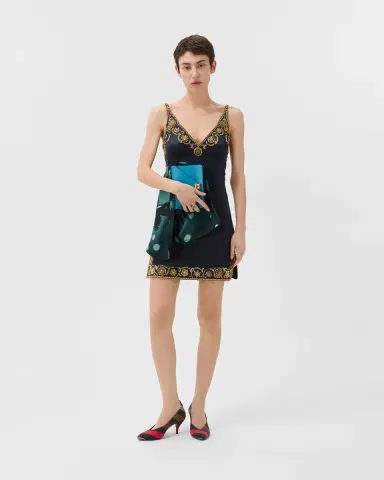 Versace Embroidered Silk Cady Satin Mini Dress | Thumbnail 2 Versace Embroidered Silk Cady Satin Mini Dress | Thumbnail 2