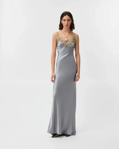 Versace Embroidered Silk Cady Satin Gown | Thumbnail 2 Versace Embroidered Silk Cady Satin Gown | Thumbnail 2