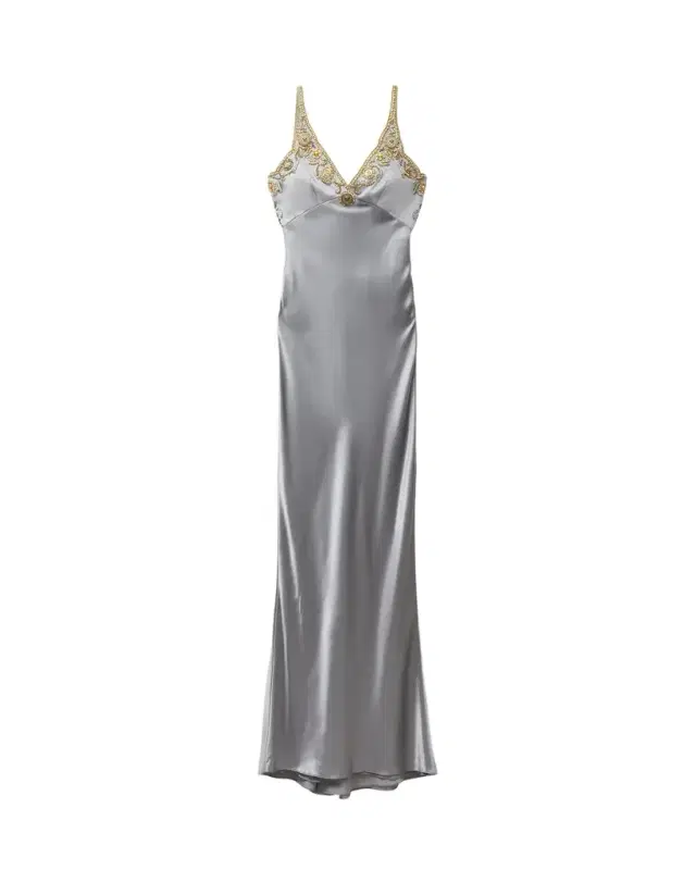Embroidered Silk Cady Satin Gown Embroidered Silk Cady Satin Gown