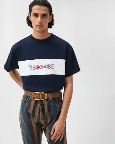 Versace Intarsia Cotton-Jersey Regular T-shirt | Thumbnail 2 Versace Intarsia Cotton-Jersey Regular T-shirt | Thumbnail 2