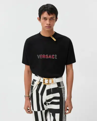 Versace Embroidered-Logo Cotton-Jersey Regular T-shirt | Thumbnail 2 Versace Embroidered-Logo Cotton-Jersey Regular T-shirt | Thumbnail 2