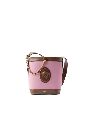 Versace Pivot Mini Suede Bucket Bag | Thumbnail 1 Versace Pivot Mini Suede Bucket Bag | Thumbnail 1