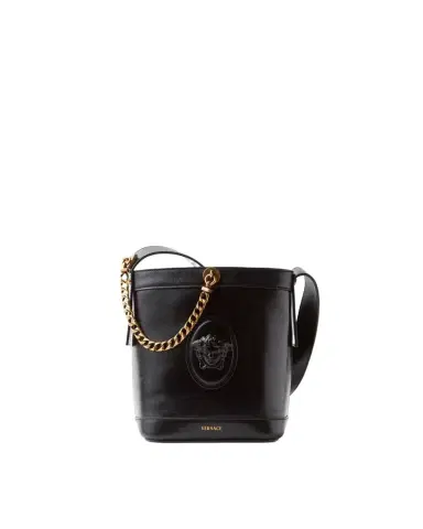 Versace Pivot Mini Leather Bucket Bag | Thumbnail 1 Versace Pivot Mini Leather Bucket Bag | Thumbnail 1