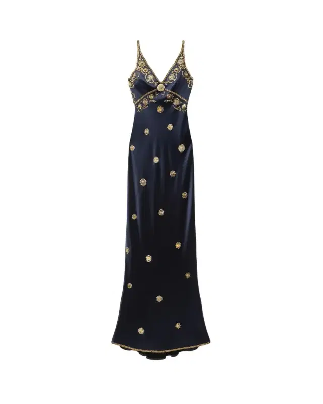 Embroidered Silk Cady Satin Gown Embroidered Silk Cady Satin Gown