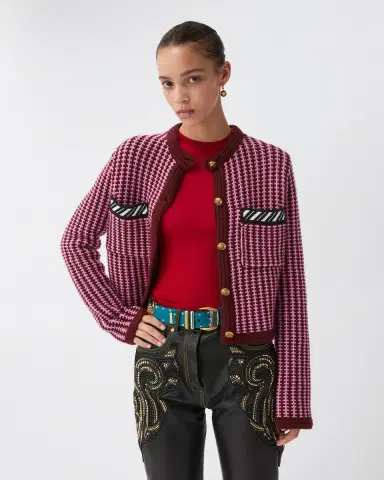 Versace Wool Crochet-Stitch Knit Cardigan | Thumbnail 2 Versace Wool Crochet-Stitch Knit Cardigan | Thumbnail 2
