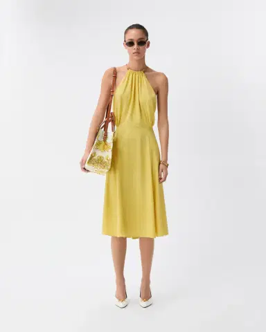 Versace Jacquard Silk Crêpe Satin Midi Dress | Thumbnail 2 Versace Jacquard Silk Crêpe Satin Midi Dress | Thumbnail 2